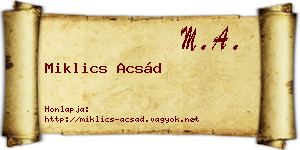 Miklics Acsád névjegykártya